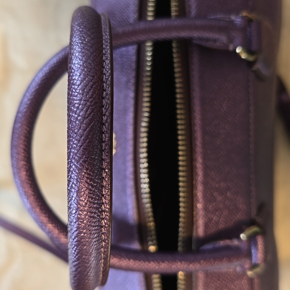 Coach Bennett Satchel Crossbody Purse Metallic Purple - Picture 9 of 12